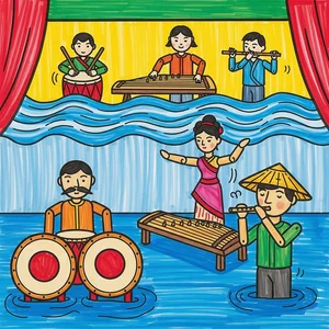 Vietnamese Water Puppetry Art: Traditional Cultural Paintings Gallery - image 0