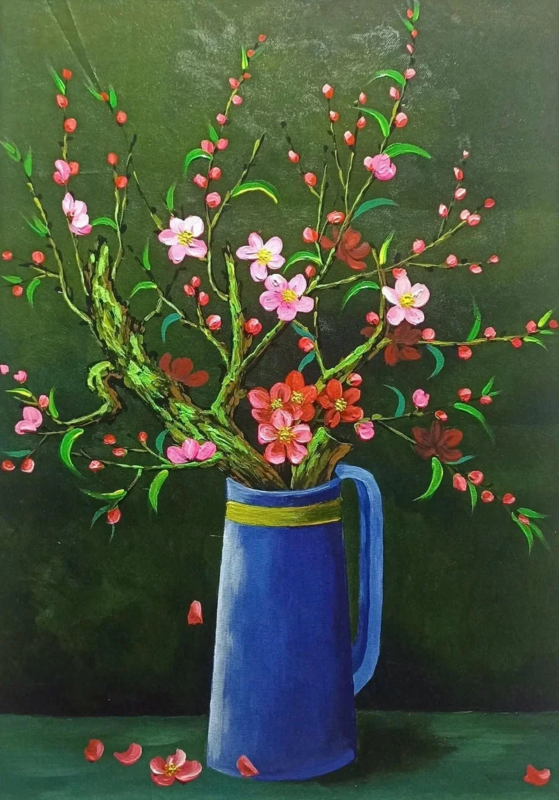 Elegant Cherry Blossom Paintings: Beautiful Peach Blossom Art for Modern Homes