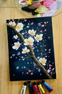 Elegant Cherry Blossom Paintings: Beautiful Peach Blossom Art for Modern Homes - image 13