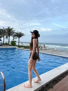 Tiktoker Ngan Ha Stuns Fans with Playful Polka Dot Bikini Photoshoot - image 0