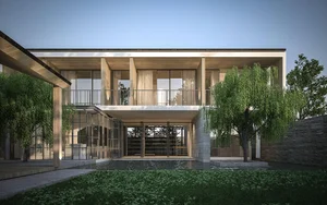 Modern Multi-Generational Home Design: Three Separate Blocks Around a Central Courtyard - image 1