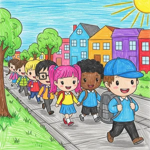 Easy Road to School Drawing Ideas: Simple and Nostalgic Art for Kids and Beginners - image 1