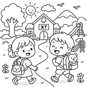 Easy Road to School Drawing Ideas: Simple and Nostalgic Art for Kids and Beginners - image 0