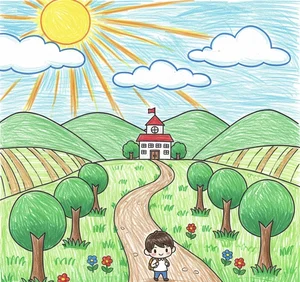 Easy Road to School Drawing Ideas: Simple and Nostalgic Art for Kids and Beginners - image 24