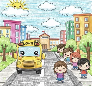 Easy Road to School Drawing Ideas: Simple and Nostalgic Art for Kids and Beginners - image 30