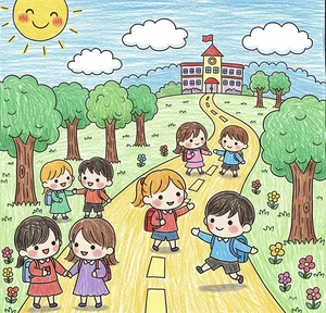 Easy Road to School Drawing Ideas: Simple and Nostalgic Art for Kids and Beginners - image 8