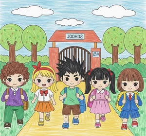 Easy Road to School Drawing Ideas: Simple and Nostalgic Art for Kids and Beginners - image 3