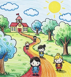 Easy Road to School Drawing Ideas: Simple and Nostalgic Art for Kids and Beginners - image 43