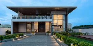 Modern 2-Story House Design Featuring Central Courtyard and Raw Concrete - image 16
