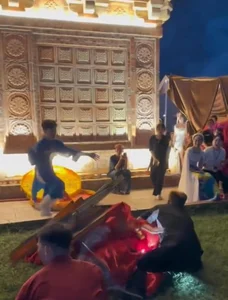 TikToker Pham Thoai Falls from Palanquin During Dramatic Fashion Entrance - image 0